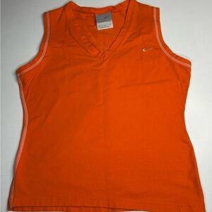 Vintage Nike replica Vest Shirt Medium Orange Tank Top V-Neck Embroidered Swoosh